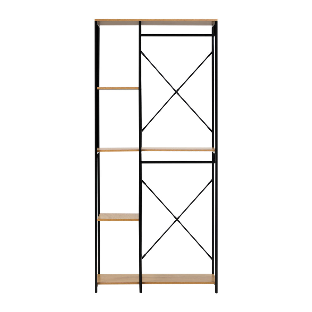 Oikiture Large Open Wardrobe Hanging Rail 5 shelves