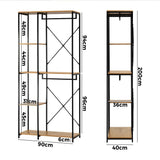 Oikiture Large Open Wardrobe Hanging Rail 5 shelves