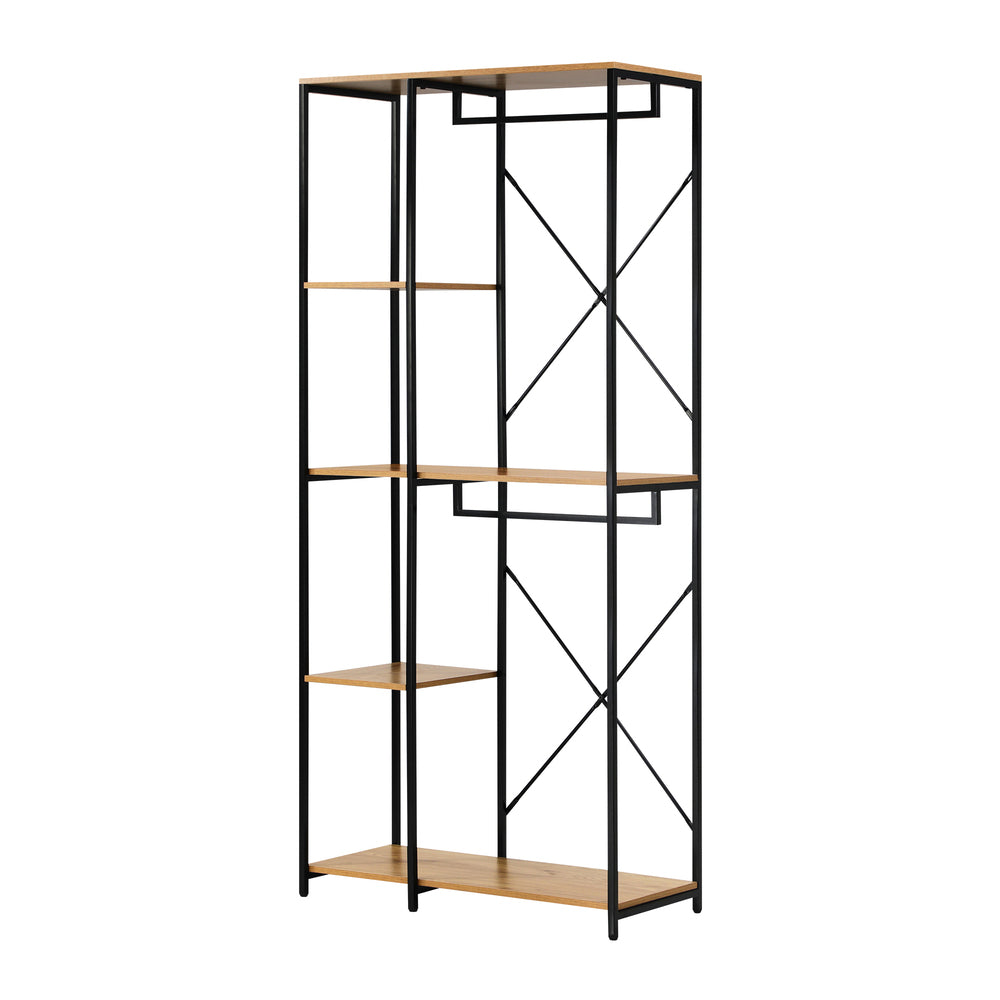 Oikiture Large Open Wardrobe Hanging Rail 5 shelves