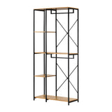 Oikiture Large Open Wardrobe Hanging Rail 5 shelves - Close-Up Angle