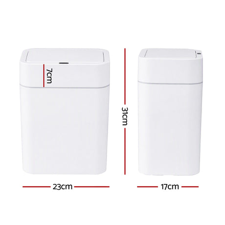 Artiss Rubbish Bin 12L 2-Pack Sensor Kitchen Automatic Motion Touchless White, image 3