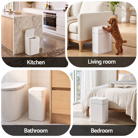 Artiss Rubbish Bin 12L 2-Pack Sensor Kitchen Automatic Motion Touchless White, image 9