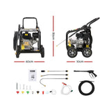 Giantz Petrol High Pressure Cleaner Washer 20M Hose Gurney - Side View