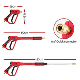 Giantz Pressure Washer Gun Short Trigger 4000PSI M22-14 1/4 Inch 5 Nozzles Red - Front View