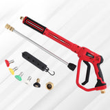 Giantz Pressure Washer Gun Short Trigger 4000PSI M22-14 1/4 Inch 5 Nozzles Red - Close-Up Angle