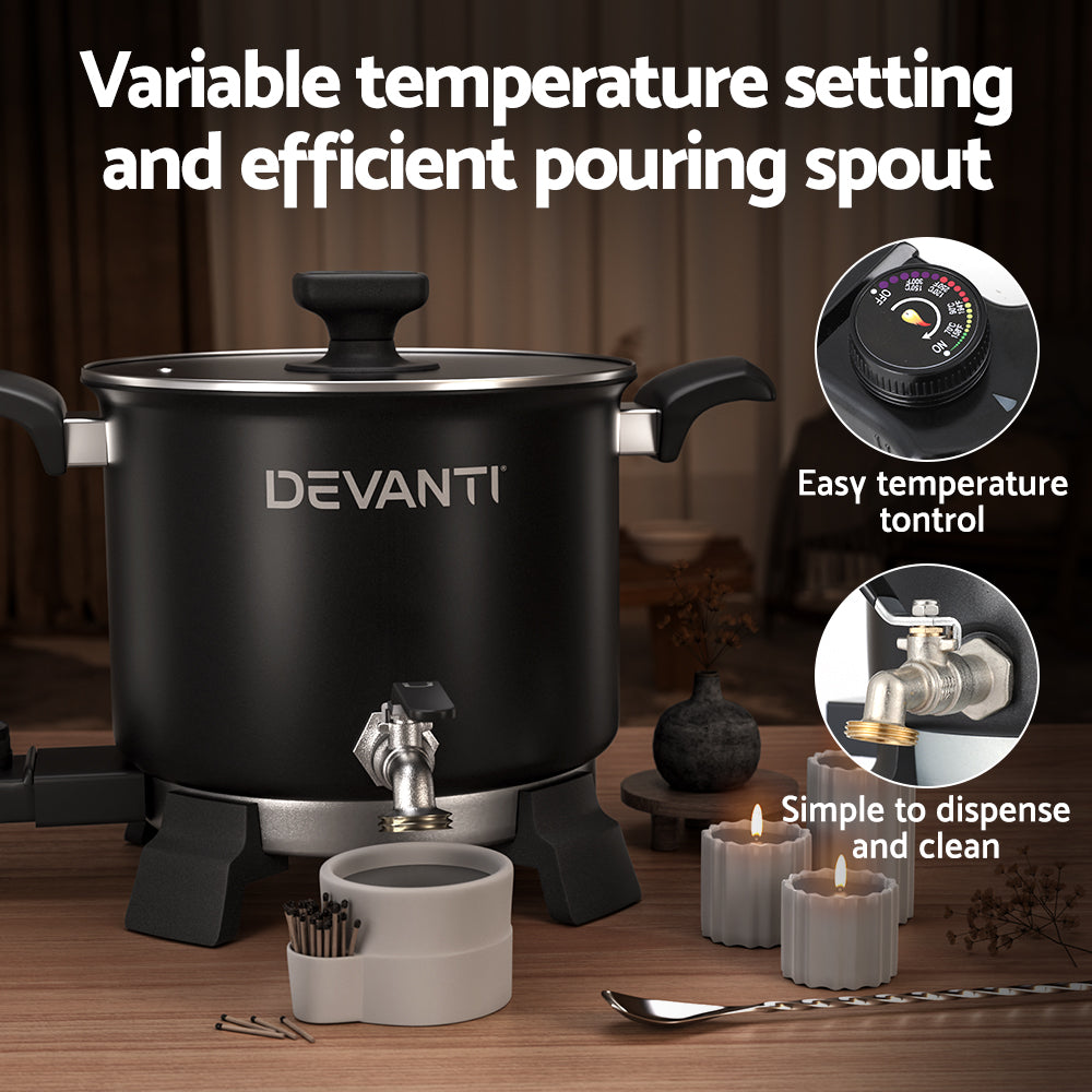 Devanti 5L Candle Wax Melter with Quick Pour Spout and Safety Features - 1200W Electric Melting Pot