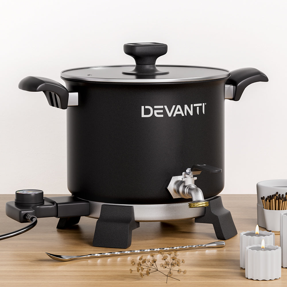 Devanti 5L Candle Wax Melter with Quick Pour Spout and Safety Features - 1200W Electric Melting Pot for Soy and Soap Making