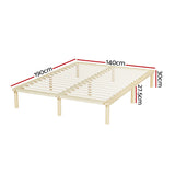 Artiss Bed Frame Double Size Wooden Base Mattress Platform Timber Pine AMBA - Front View