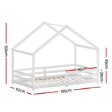 Artiss Bed Frame Wooden Kids Single House Frame White AMOS - Front View