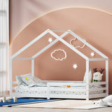 Artiss Bed Frame Wooden Kids Single House Frame White AMOS - Close-Up Angle