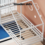 Artiss Bed Frame Wooden Kids Single House Frame White AMOS - Rear View