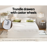 Artiss Bed Frame Double Size Mattress Base wtih Charging Ports 2 Storage Drawers - Rear View