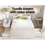 Artiss Bed Frame Single Size Mattress Base wtih Charging Ports 2 Storage Drawers - Rear View