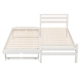 Artiss Bed Frame Single Size 2-in-1 Trundle Wooden White AVIS - Side View