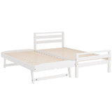 Artiss Bed Frame Single Size 2-in-1 Trundle Wooden White AVIS - Low Angle