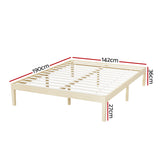 Artiss Bed Frame Double Size Wooden Base Mattress Platform Timber Pine BRUNO - Front View