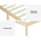 Artiss Bed Frame Double Size Wooden Base Mattress Platform Timber Pine BRUNO - Rear View