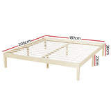 Artiss Bed Frame King Size Wooden Base Mattress Platform Timber Pine BRUNO - Front View