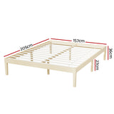 Artiss Bed Frame Queen Size Wooden Base Mattress Platform Timber Pine BRUNO - Front View