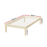 Artiss Bed Frame Single Size Wooden Base Mattress Platform Timber Pine BRUNO - Front View