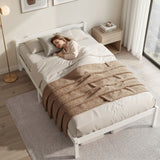 Artiss Bed Frame Double Size Wooden White LEXI - Close-Up Angle