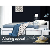 Artiss Bed Frame Double Size Wooden White LEXI - Rear View