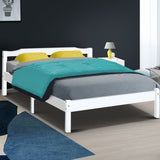Artiss Bed Frame Double Size Wooden White LEXI - Close-Up Angle