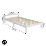 Artiss Bed Frame King Single Size Wooden White LEXI - Front View