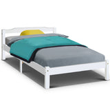 Artiss Bed Frame King Single Size Wooden White LEXI - Low Angle