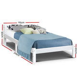 Artiss Bed Frame King Single Size Wooden White LEXI - Front View