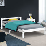 Artiss Bed Frame King Single Size Wooden White LEXI - Close-Up Angle