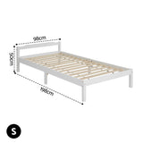 Artiss Bed Frame Single Size Wooden White LEXI - Front View