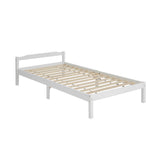 Artiss Bed Frame Single Size Wooden White LEXI - Low Angle
