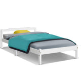 Artiss Bed Frame Single Size Wooden White LEXI - Low Angle