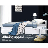 Artiss Bed Frame Single Size Wooden White LEXI - Rear View