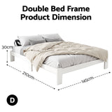 Artiss Bed Frame Double Size Wooden White JADE - Side View