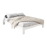 Artiss Bed Frame Double Size Wooden White JADE - Low Angle