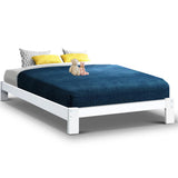Artiss Bed Frame Double Size Wooden White JADE - Close-Up Angle