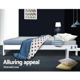 Artiss Bed Frame Double Size Wooden White JADE - 45-Degree Angle