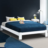 Artiss Bed Frame Double Size Wooden White JADE - Rear View