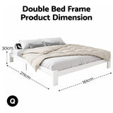 Artiss Bed Frame Queen Size Wooden White JADE - Front View