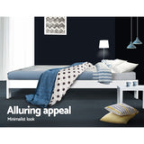 Artiss Bed Frame Queen Size Wooden White JADE - 45-Degree Angle