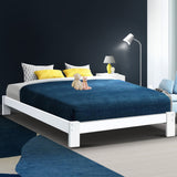 Artiss Bed Frame Queen Size Wooden White JADE - Rear View