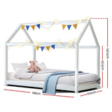 Artiss Bed Frame Wooden Kids House Frame White CASA - Front View