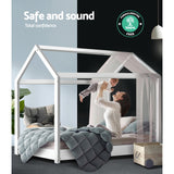 Artiss Bed Frame Wooden Kids House Frame White CASA - Rear View