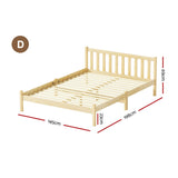 Artiss Bed Frame Double Size Wooden Oak SOFIE - Side View