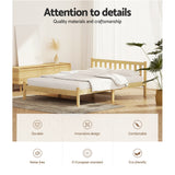 Artiss Bed Frame Double Size Wooden Oak SOFIE - Top-Down View