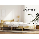 Artiss Bed Frame Double Size Wooden Oak SOFIE - Close-Up Angle