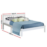 Artiss Bed Frame Double Size Wooden White SOFIE - Side View