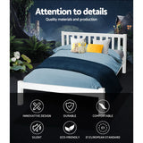 Artiss Bed Frame Double Size Wooden White SOFIE - 45-Degree Angle